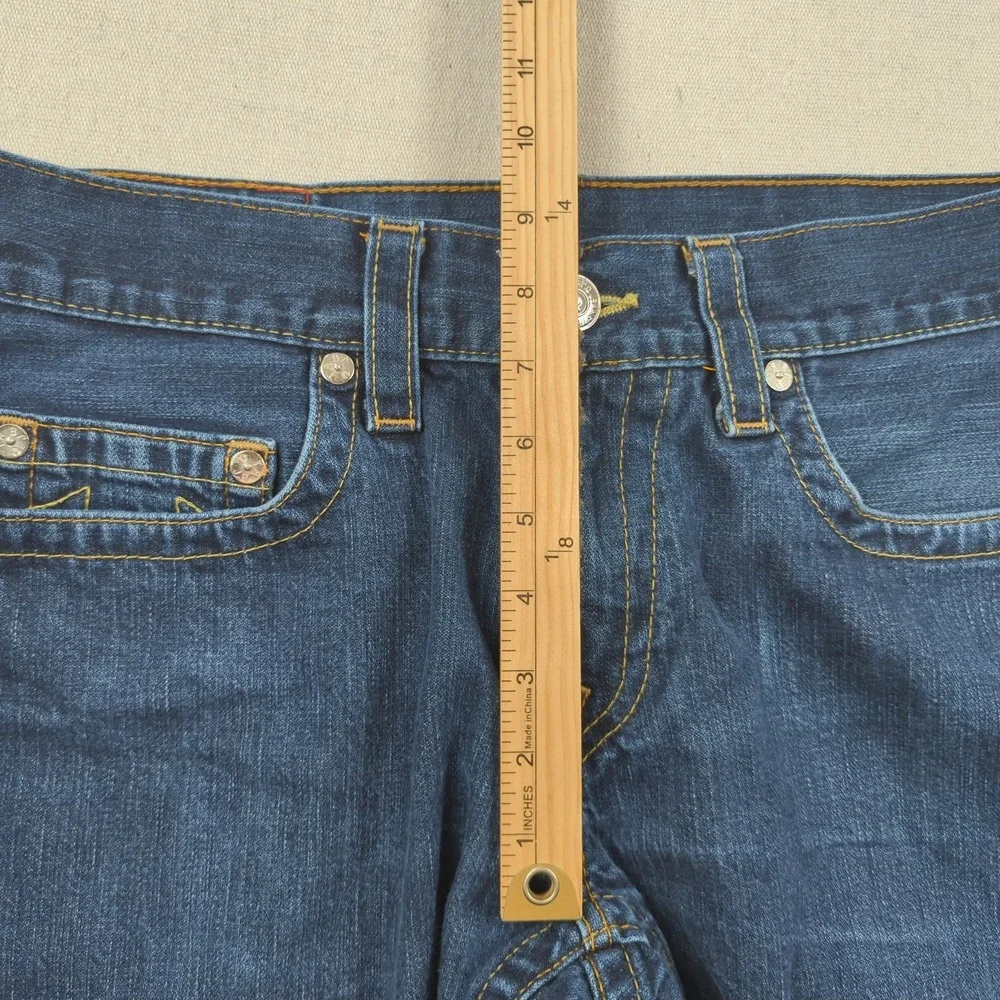 True Religion Jeans Mens 32x29 Blue Bobby Straight Dark Wash Hemmed
